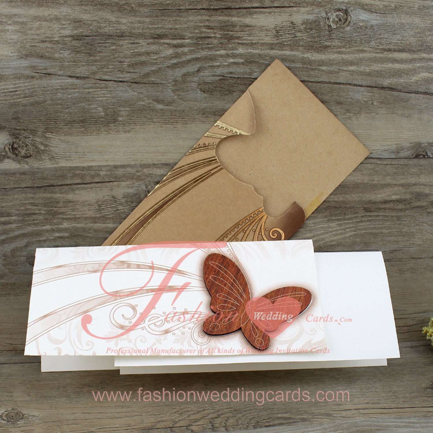 20pcs Wood Personalized Pocket Wedding Invitation Templates